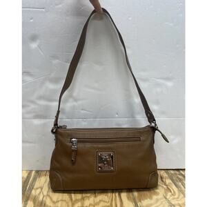 Tignanello Pebbled Leather Shoulder Bag Brown Hobo Baguette Y2K Handbag Purse